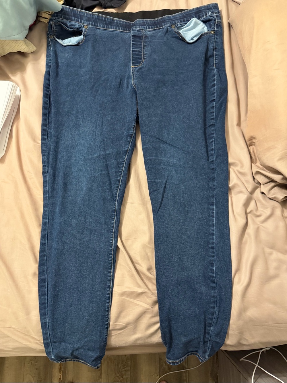 Maurices Women’s Pull On Mid-Rise Straight Jeans in Dark Blue